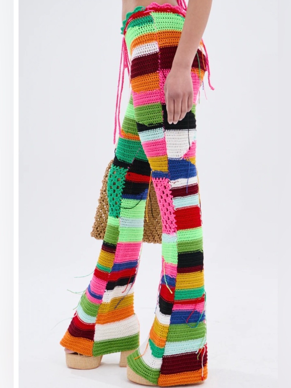 NWT Crochet Patchwork Pants - Multicolor